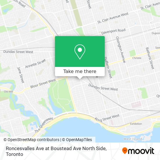 Roncesvalles Ave at Boustead Ave North Side map