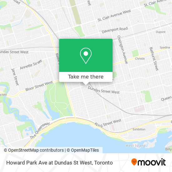 Howard Park Ave at Dundas St West map