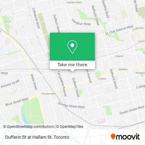 Dufferin St at Hallam St map