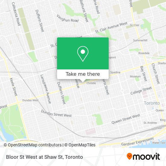 Bloor St West at Shaw St map