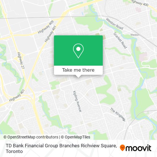 TD Bank Financial Group Branches Richview Square map