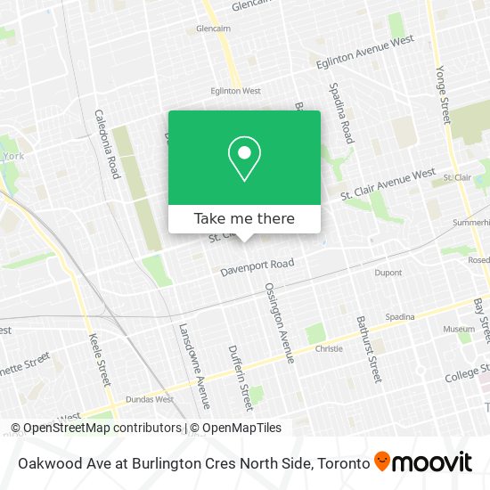 Oakwood Ave at Burlington Cres North Side map
