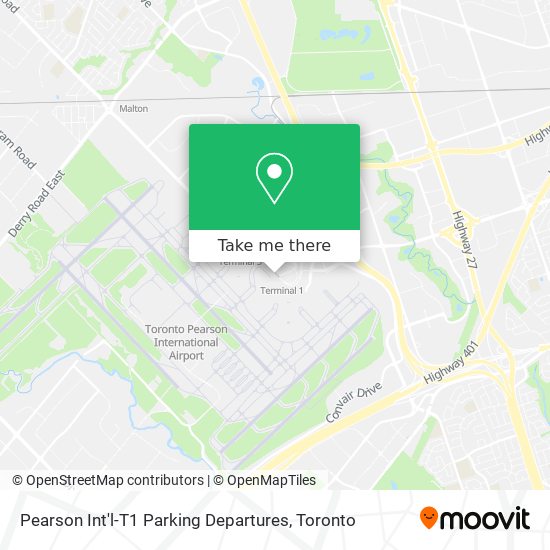 Pearson Int'l-T1 Parking Departures map