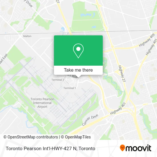 Toronto Pearson Int'l-HWY-427 N map