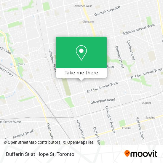 Dufferin St at Hope St map