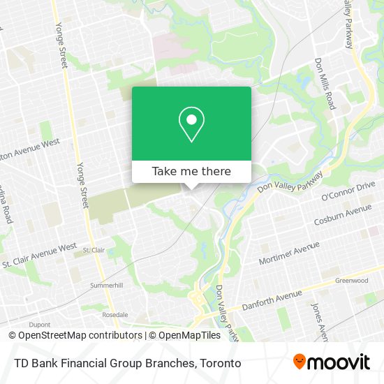 TD Bank Financial Group Branches map