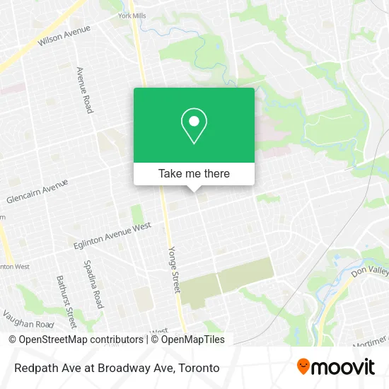 Redpath Ave at Broadway Ave map