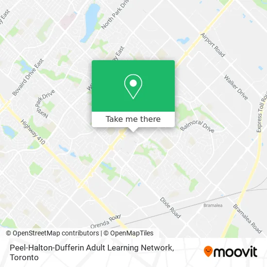 Peel-Halton-Dufferin Adult Learning Network map