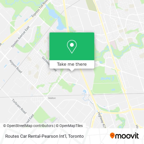 Routes Car Rental-Pearson Int'l map