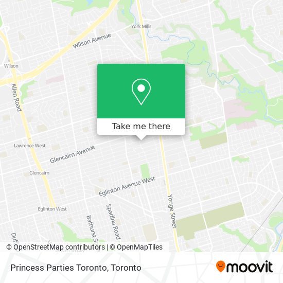 Princess Parties Toronto map