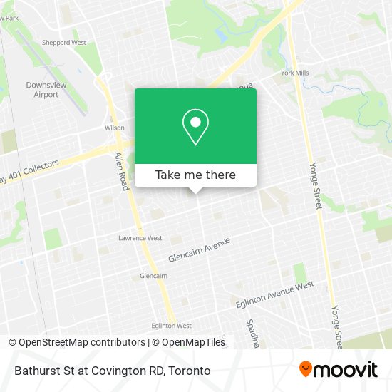 Bathurst St at Covington RD map