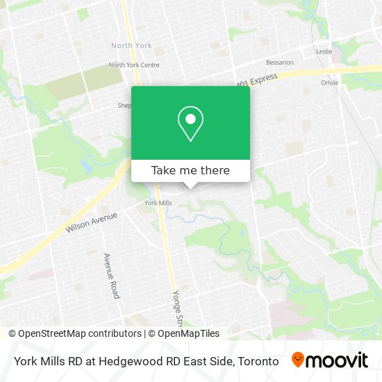 York Mills RD at Hedgewood RD East Side map