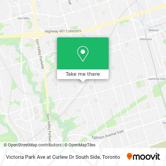 Victoria Park Ave at Curlew Dr South Side map