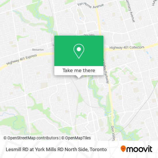 Lesmill RD at York Mills RD North Side map