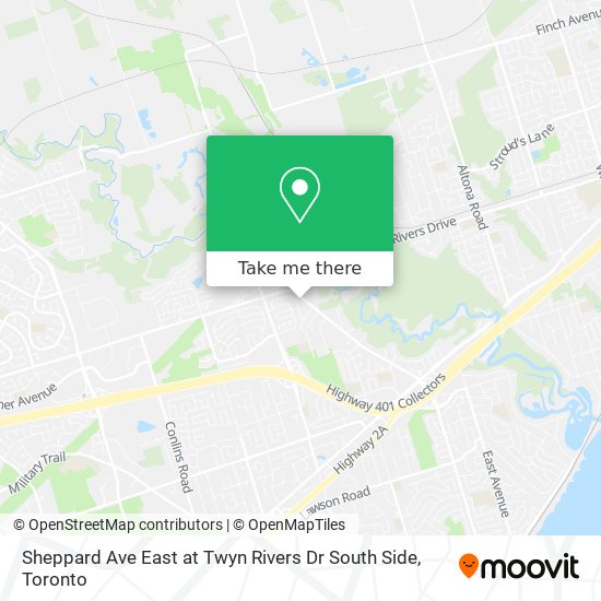 Sheppard Ave East at Twyn Rivers Dr South Side map