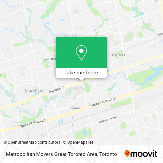 Metropolitan Movers Great Toronto Area map