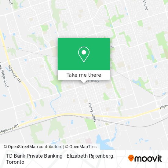 TD Bank Private Banking - Elizabeth Rijkenberg map