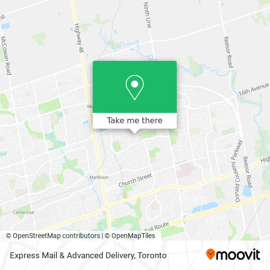 Express Mail & Advanced Delivery map