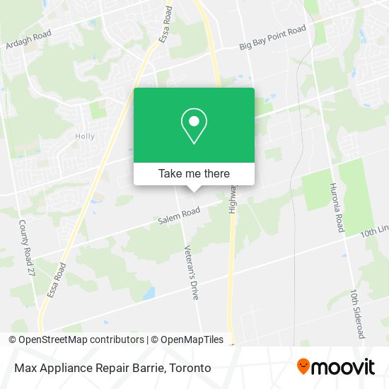 Max Appliance Repair Barrie map