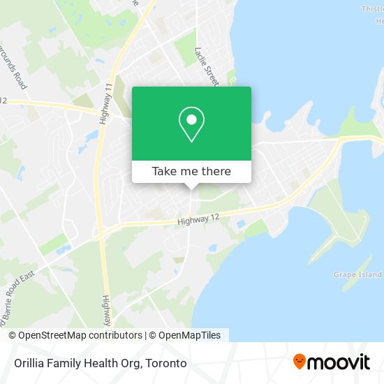 Orillia Family Health Org map