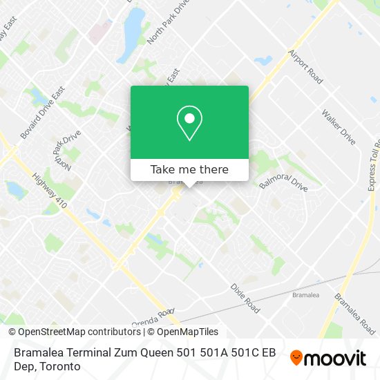 Bramalea Terminal Zum Queen 501 501A 501C EB Dep map