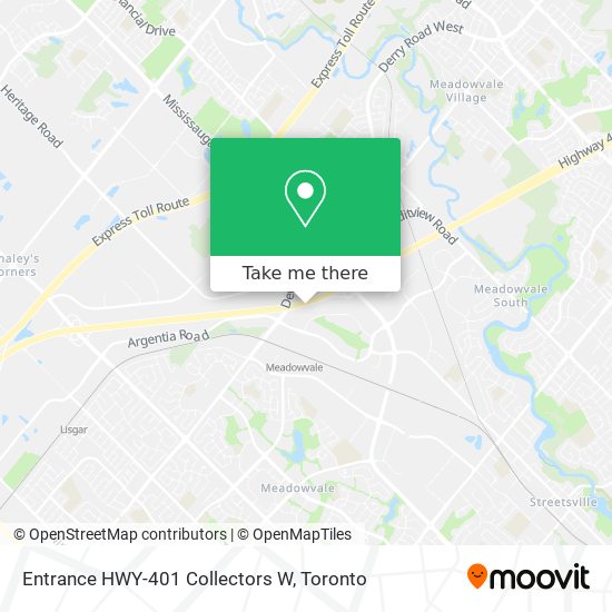 Entrance HWY-401 Collectors W map