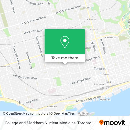 College and Markham Nuclear Medicine map