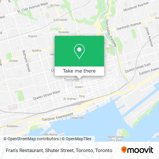 Fran's Restaurant, Shuter Street, Toronto map