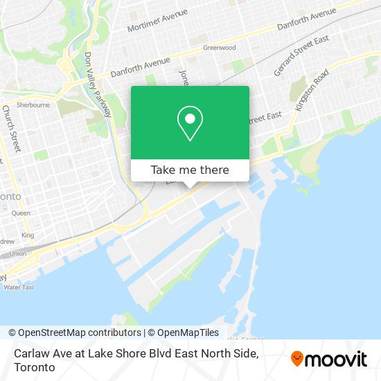 Carlaw Ave at Lake Shore Blvd East North Side map