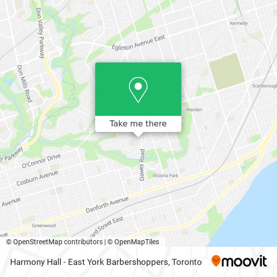 Harmony Hall - East York Barbershoppers map