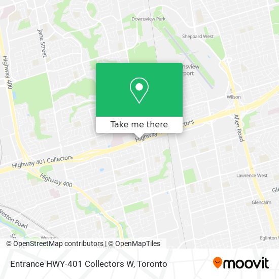 Entrance HWY-401 Collectors W map