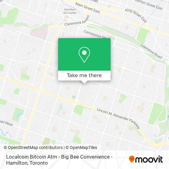 Localcoin Bitcoin Atm - Big Bee Convenience - Hamilton map