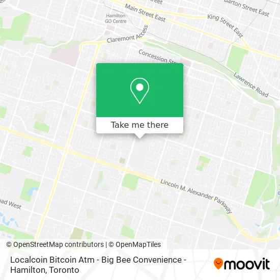 Localcoin Bitcoin Atm - Big Bee Convenience - Hamilton map