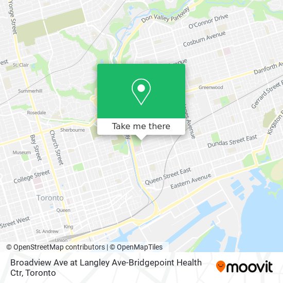 Broadview Ave at Langley Ave-Bridgepoint Health Ctr map