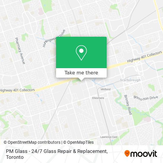 PM Glass - 24 / 7 Glass Repair & Replacement map