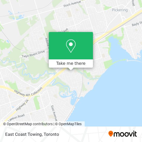 East Coast Towing map