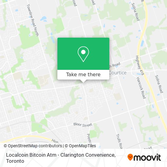 Localcoin Bitcoin Atm - Clarington Convenience map