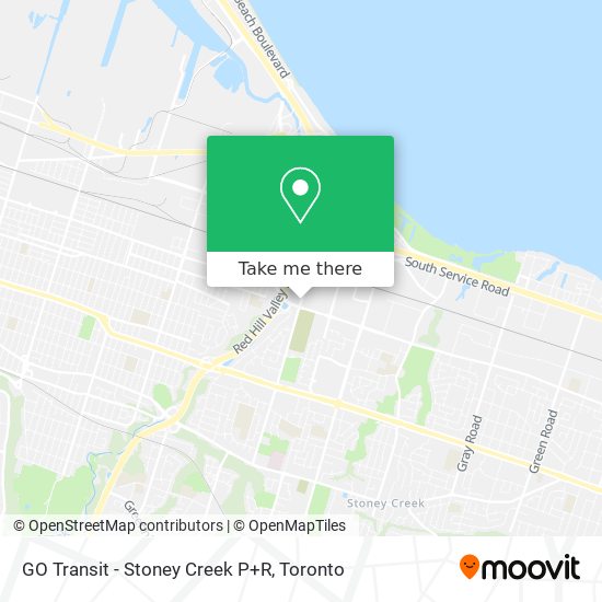 GO Transit - Stoney Creek P+R map