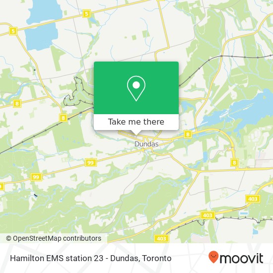 Hamilton EMS station 23 - Dundas map