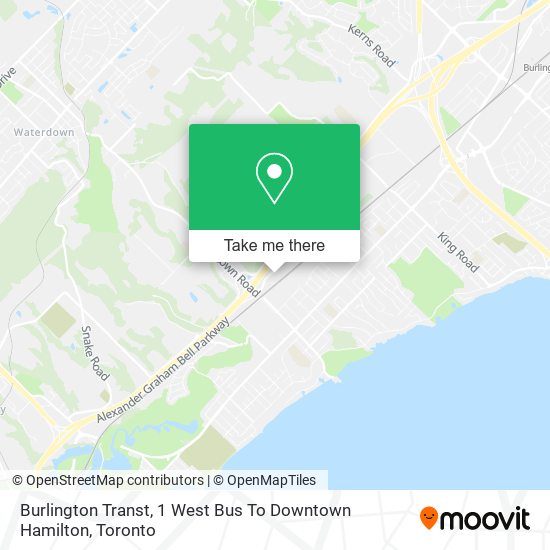 Burlington Transt, 1 West Bus To Downtown Hamilton map