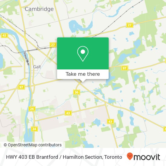 HWY 403 EB Brantford / Hamilton Section map