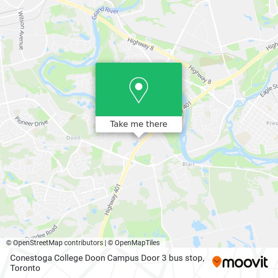 Conestoga College Doon Campus Door 3 bus stop map