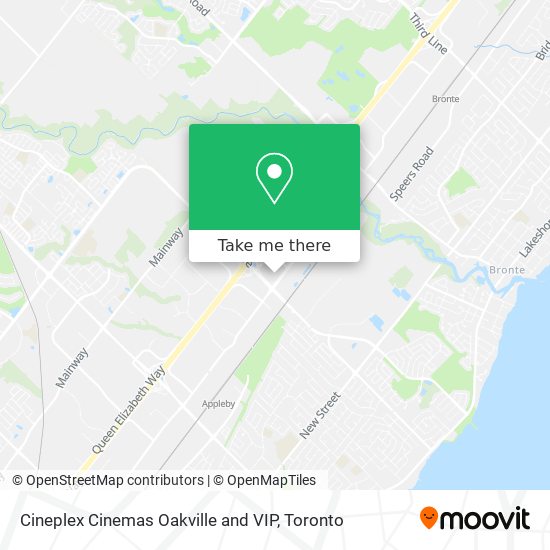 Cineplex Cinemas Oakville and VIP map