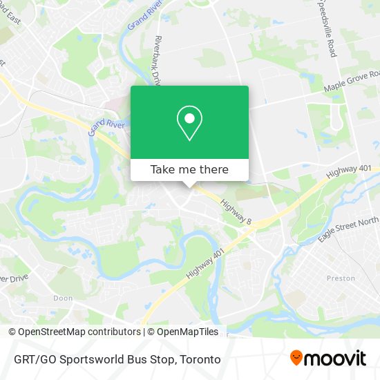 GRT/GO Sportsworld Bus Stop map