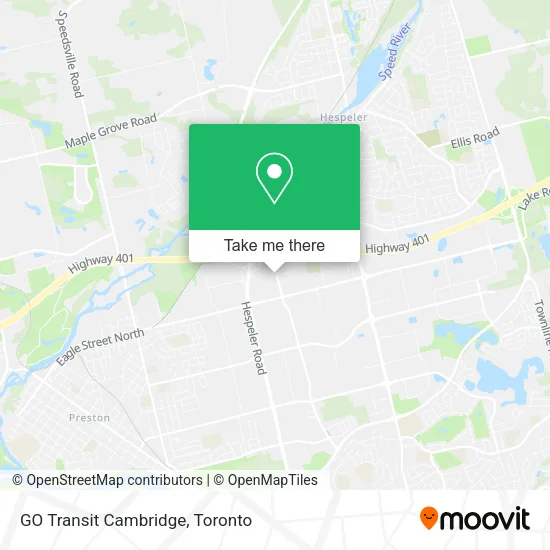 GO Transit Cambridge map