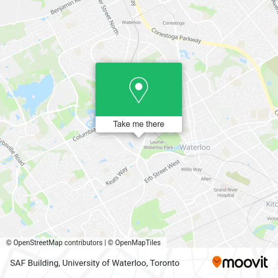 SAF Building, University of Waterloo map