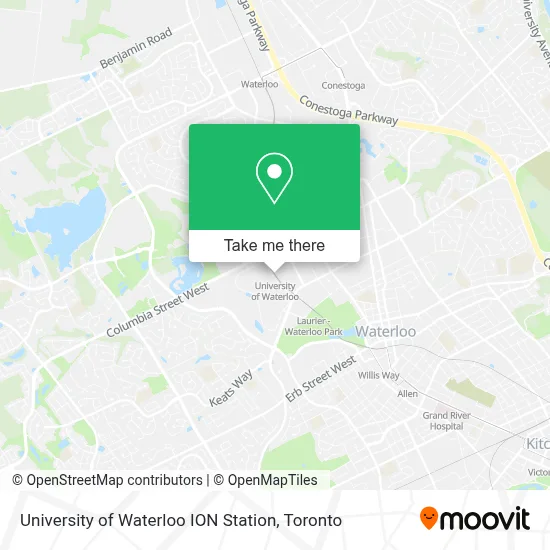 University of Waterloo ION Station map