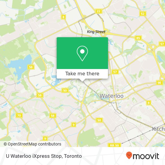 U Waterloo iXpress Stop map