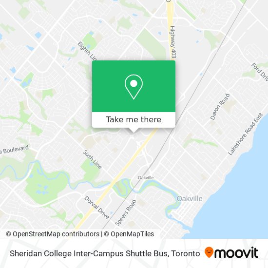 Sheridan College Inter-Campus Shuttle Bus map