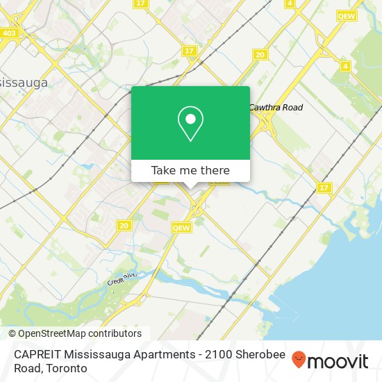 CAPREIT  Mississauga Apartments - 2100 Sherobee Road map